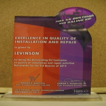 Globe Telecom - Excellence in Quality of Installation and Repair 3rd Quarter 2012