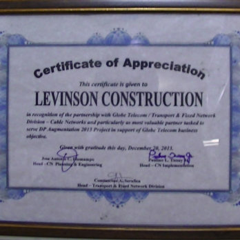 Certificate of Appreciation DP Augmentation 2013 
